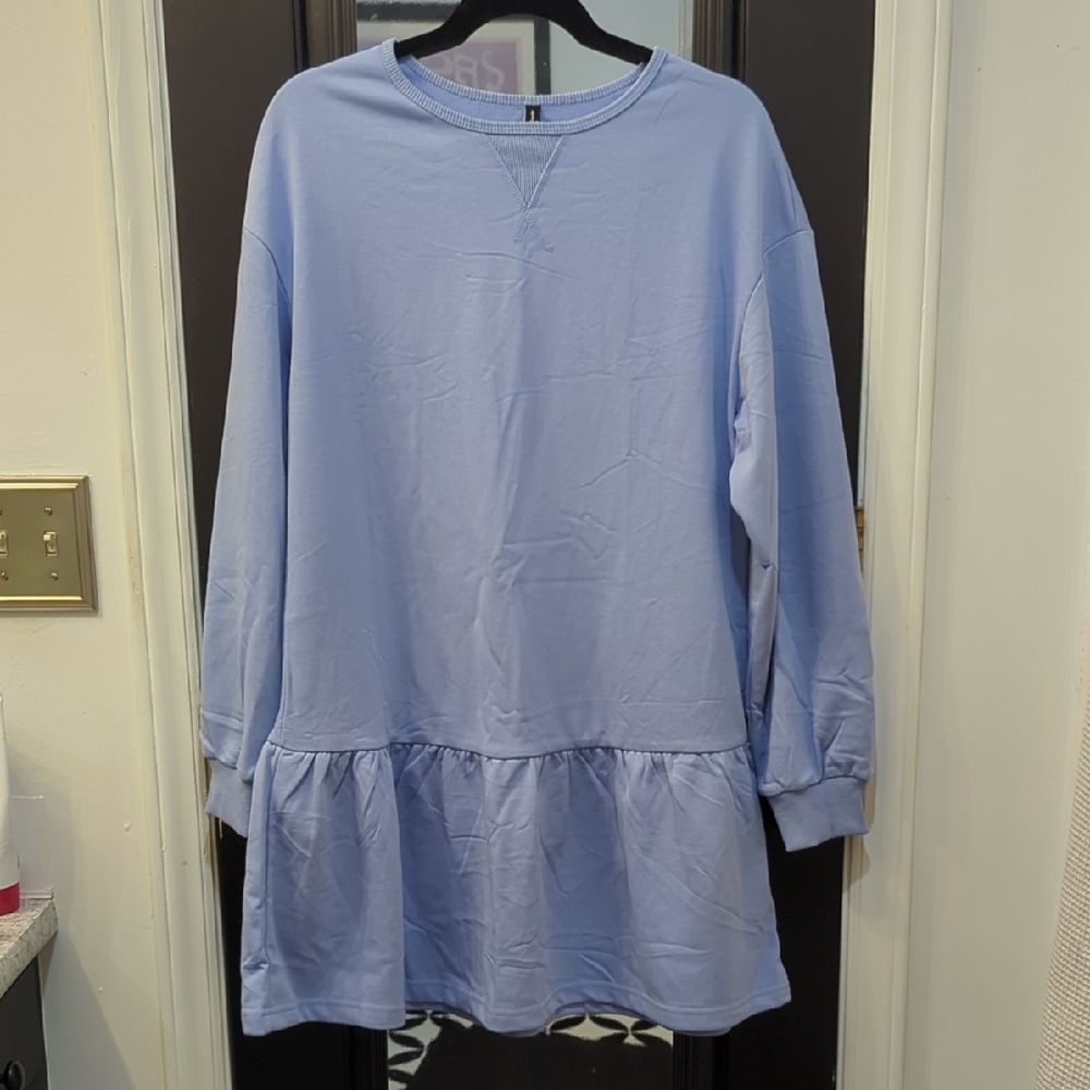 Light Blue Long Sleeve Dress. Lightweight Sweatshirt. NWT